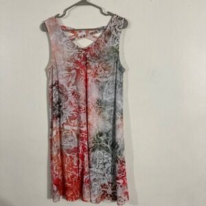 Time and Tru Sleeveless Dress Womens M 8-10 Red White Good Rhinestone Abstract